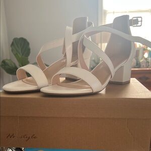 Women's White Strappy High Heels
